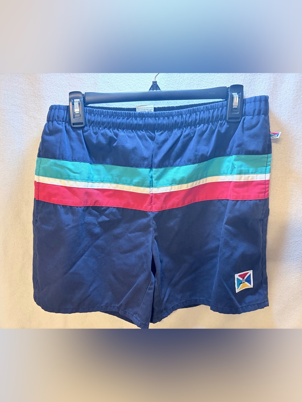 Vintage 80s Catalina Colorblock Swim Trunks Mens M Retro Surf Beach Board Shorts